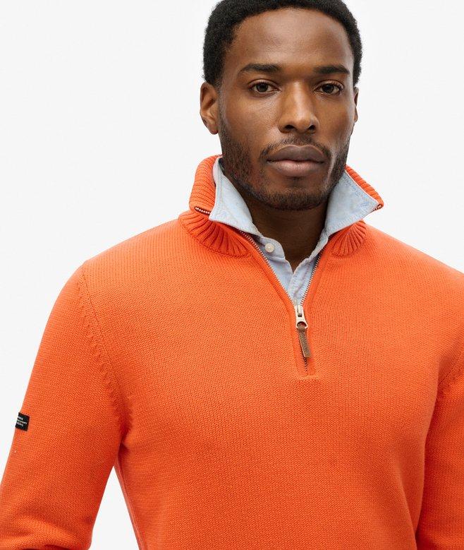 superdry Jersey clásico de punto de algodón con media cremallera Venta caliente