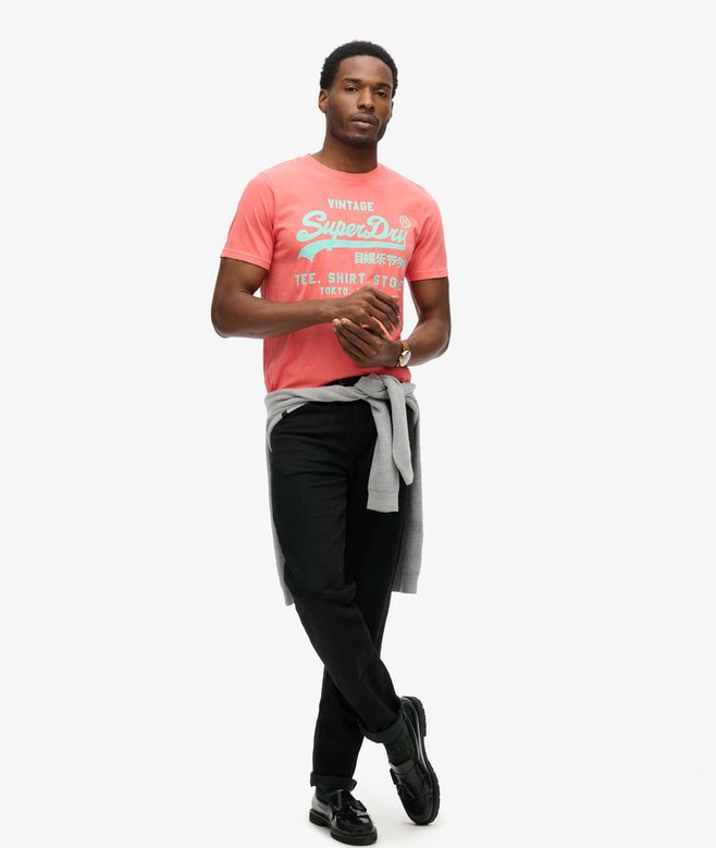 superdry Camiseta flúor con logo Vintage Oferta exclusiva